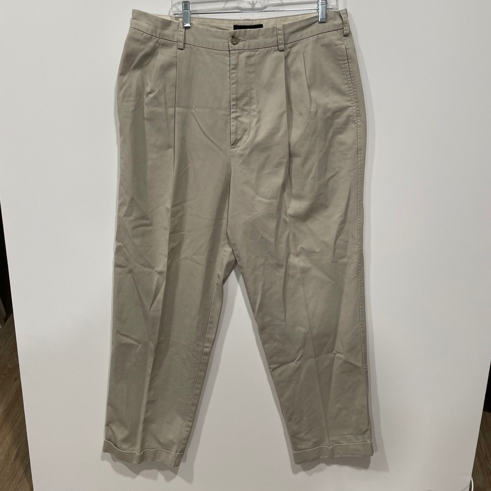 Banana Republic Smithfield Chino Pants Mens 38x32 Pleated Khaki Cotton Blend‎